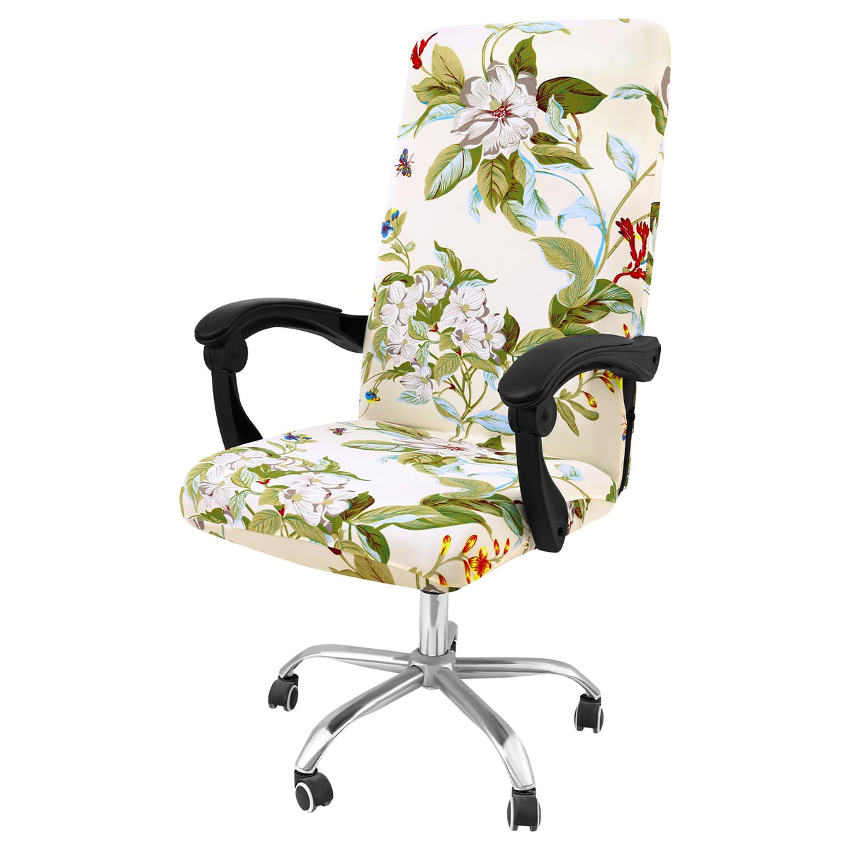Smiry Stretch Printed Office Computer Desk Chair Covers, Blue Green