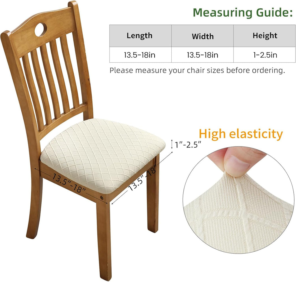 Fuloon Dining Chair Seat Covers Stretch Slipcovers, 6 Pack, Beige
