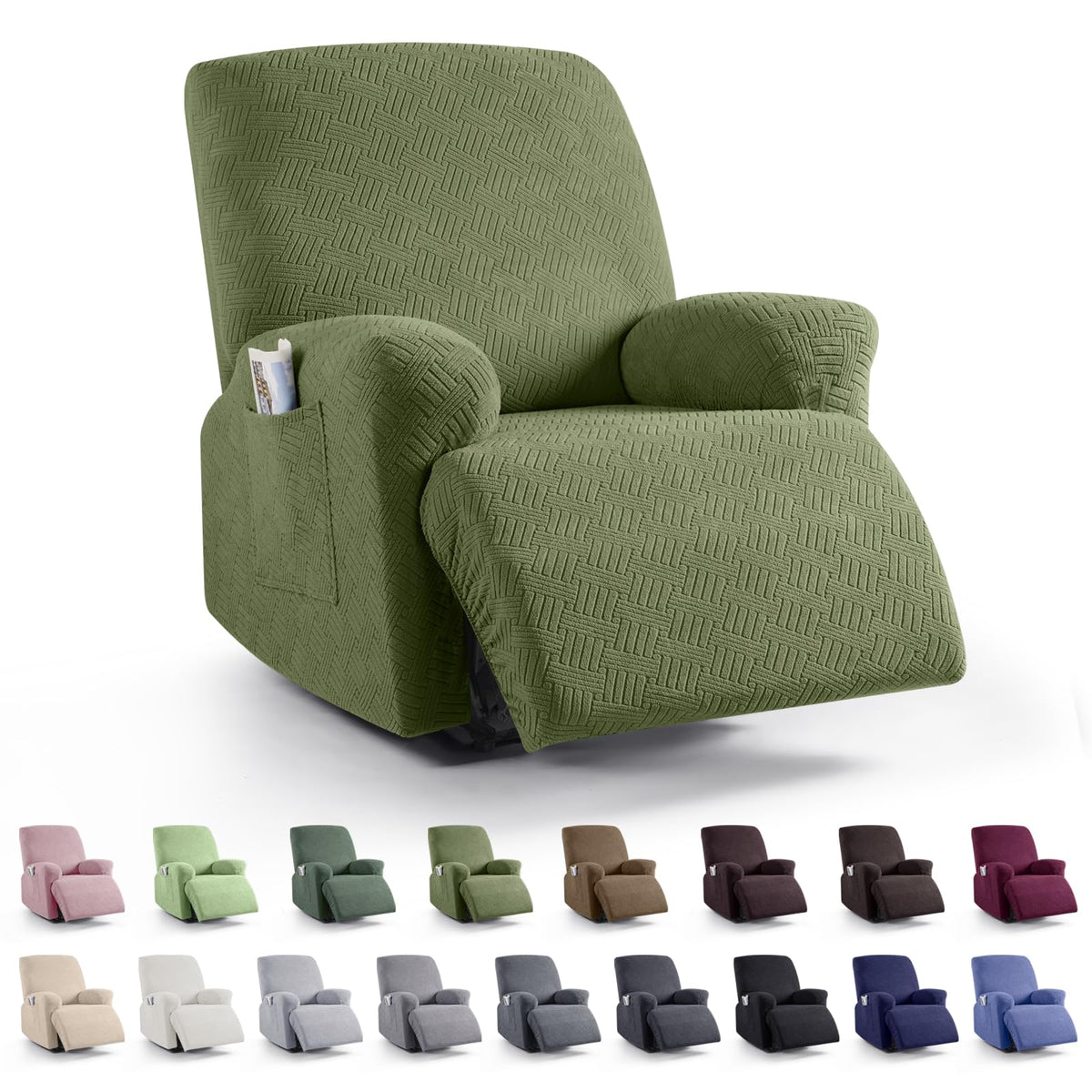 KinCam Recliner Chair Covers, Stretch Reclining Cover, Dark Gray