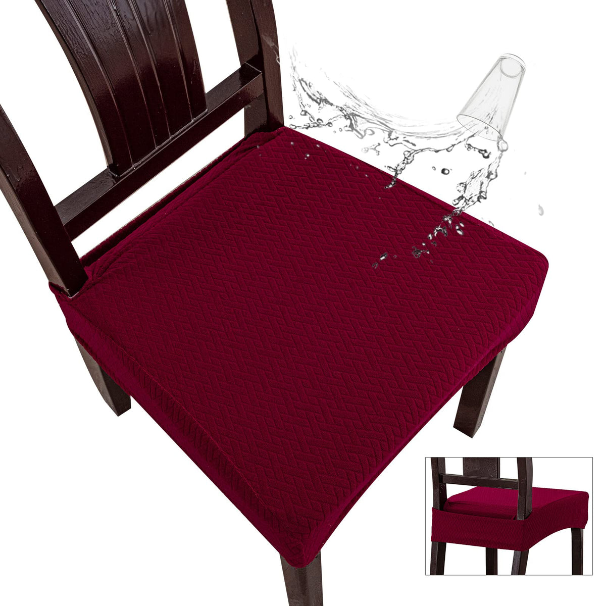 Genina Waterproof Seat Covers for Dining Room Chairs, Rear Covered