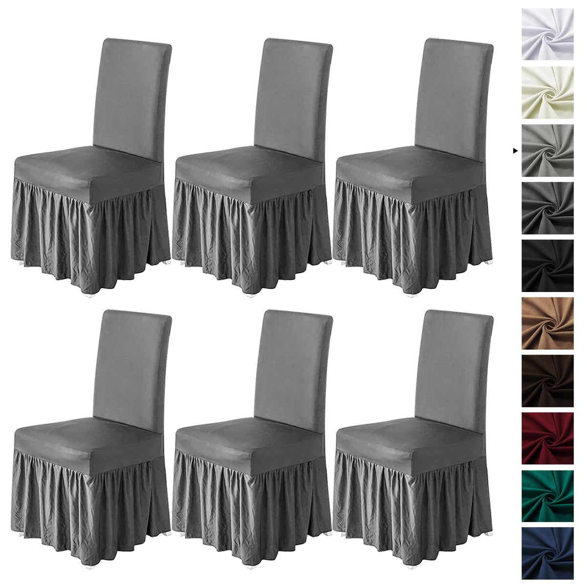 molasofa Chair Covers for Dining Room Set of 4 Stretch Chair Slipcovers with Skirt for Kitchen Seat Protectors Wedding Banquet Decor Kids Pets Spandex Fabric Washable (4pcs, Beige)