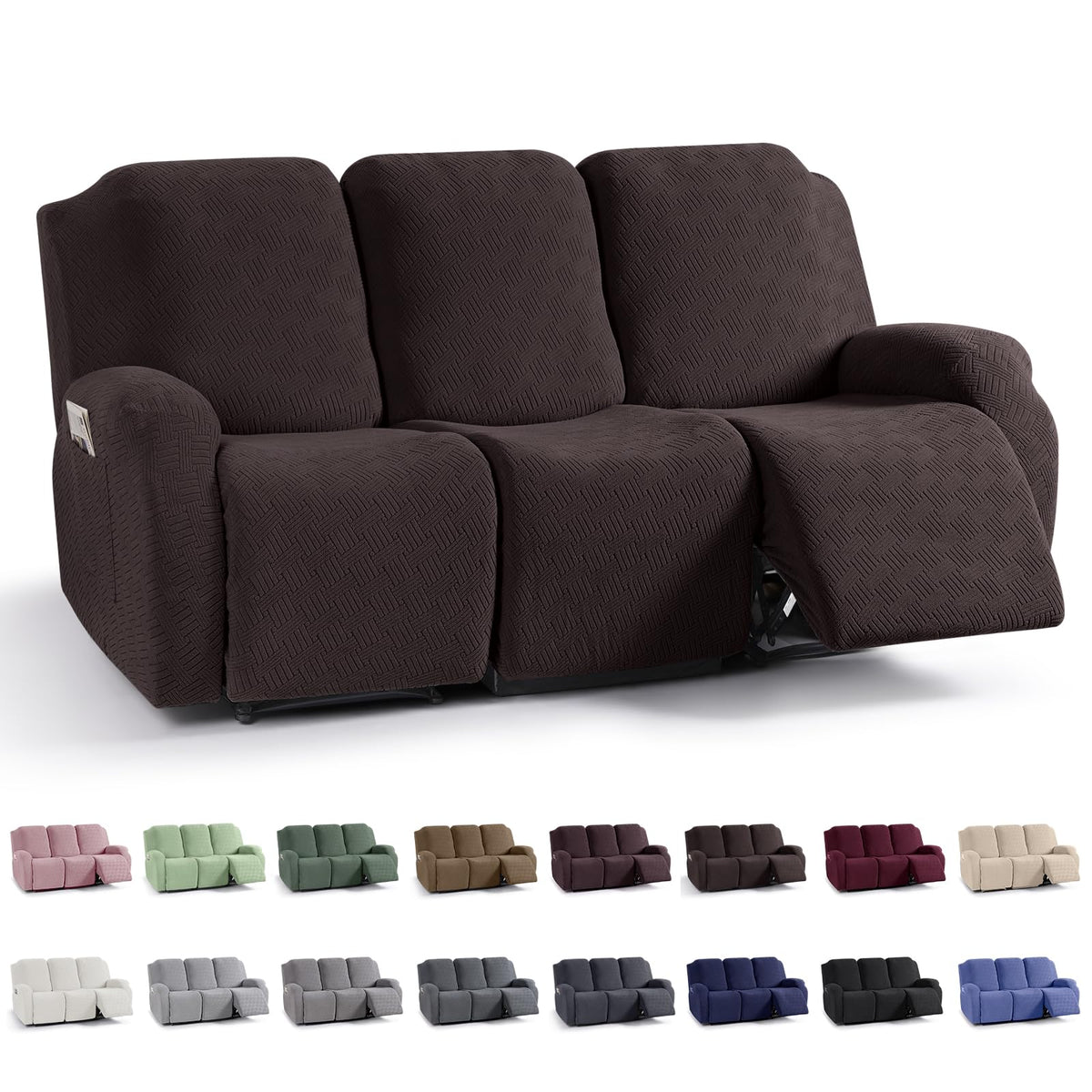 KinCam Recliner Chair Covers, Stretch Reclining Cover, Dark Gray