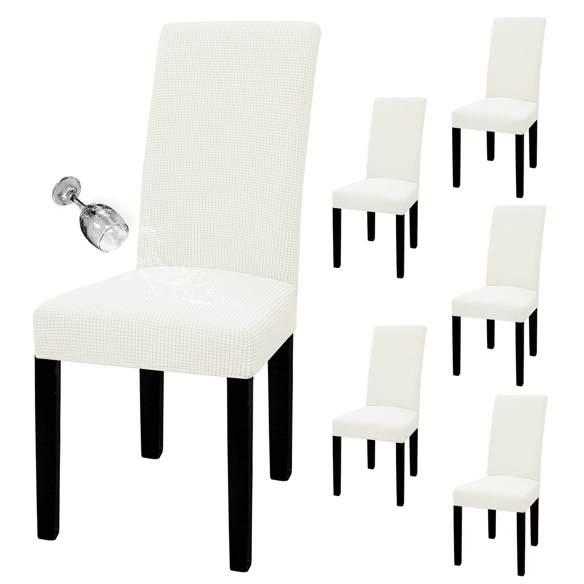 Easy-Going 100% Waterproof Dining Room Chair Covers Set of 6, Large