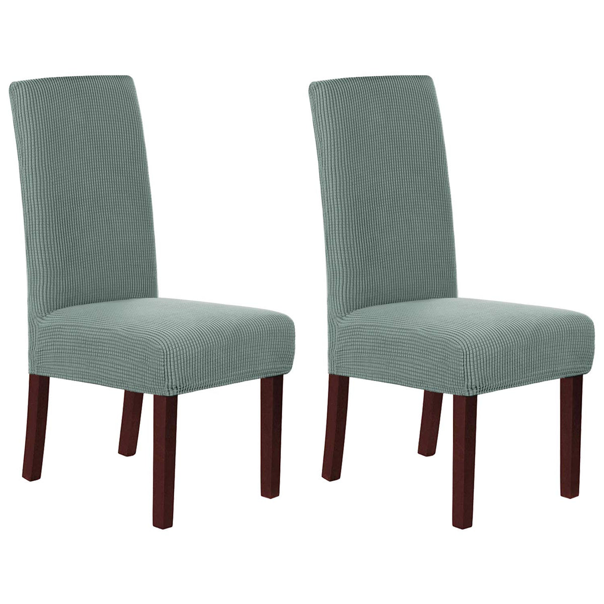 H.VERSAILTEX Stretch Dining Chair Covers Set of 6 Chair Covers for Dining Room Parsons Chair Slipcover Chair Protectors Covers Dining, Feature Textured Checked Jacquard Fabric, Ivory