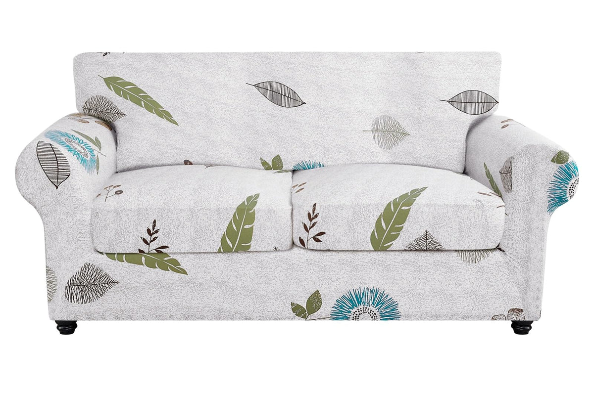 SearchI Stretch Sofa Cover Printed Couch Covers, Floral Pattern 2 Piece Armchair Slipcover with Separate Chair Cushion Cover, Washable Furniture Protector for Living Room(Armchair, Ball Flower)
