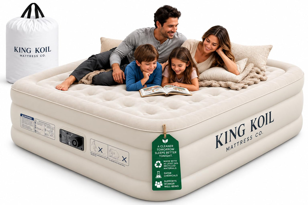 King Koil Air Mattress Queen with Built-in Pump, 20” Raised Airbed