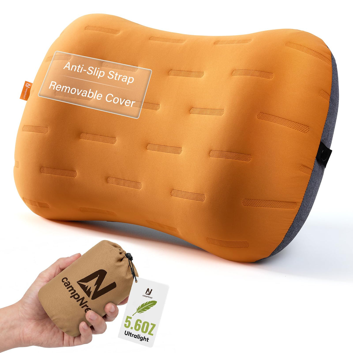 Inflatable Camping Pillow - Ultralight Compact Air Pillow for Travel, Backpacking & Hiking - Ergonomic Neck & Lumbar Support - Portable Inflatable Pillow with Removable Washable Cover - (Black 2 Pack)