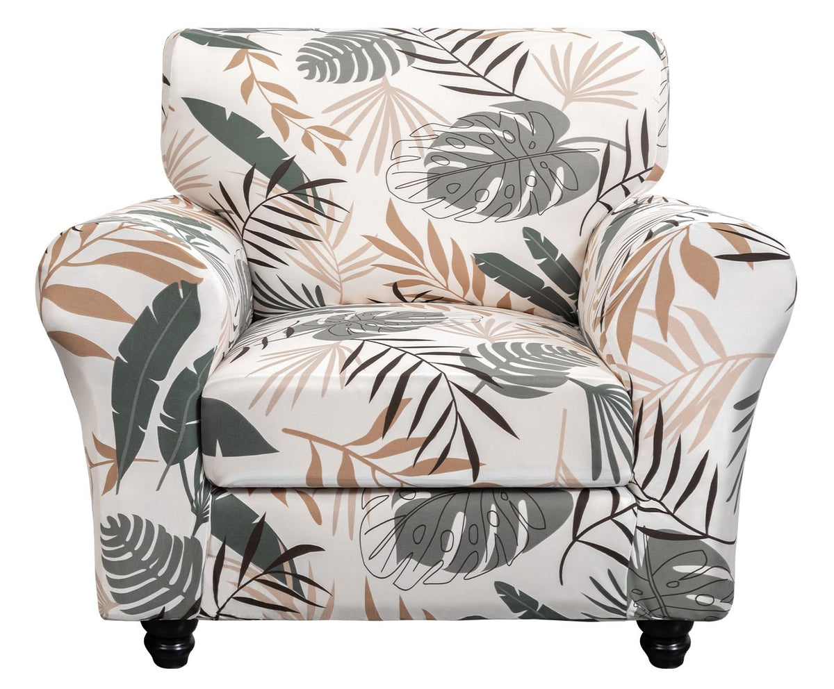 SearchI Stretch Sofa Cover Printed Couch Covers, Floral Pattern 2 Piece Armchair Slipcover with Separate Chair Cushion Cover, Washable Furniture Protector for Living Room(Armchair, Ball Flower)