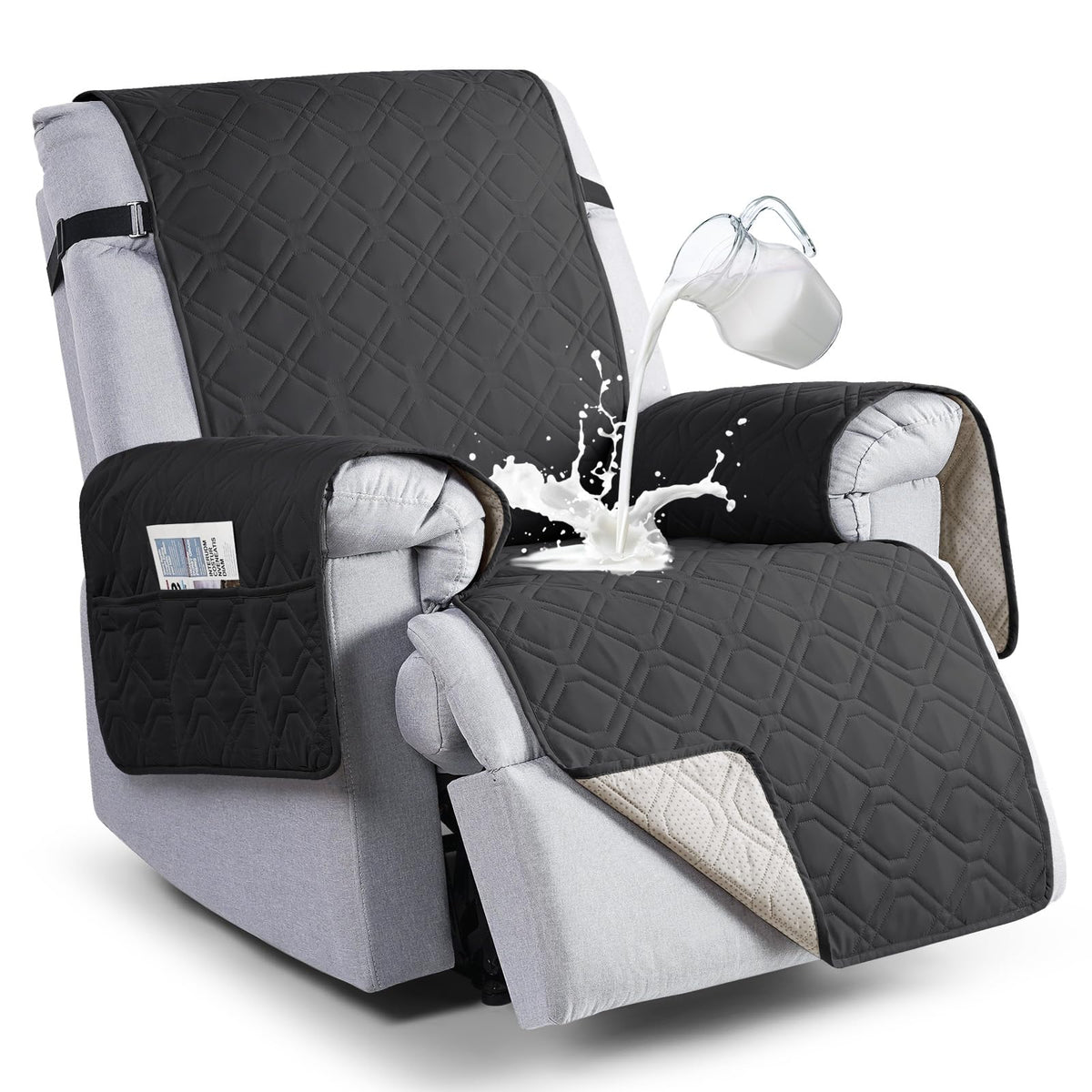 VANSOFY 100% Waterproof Recliner Chair Covers Washable, Khaki, 23.6"