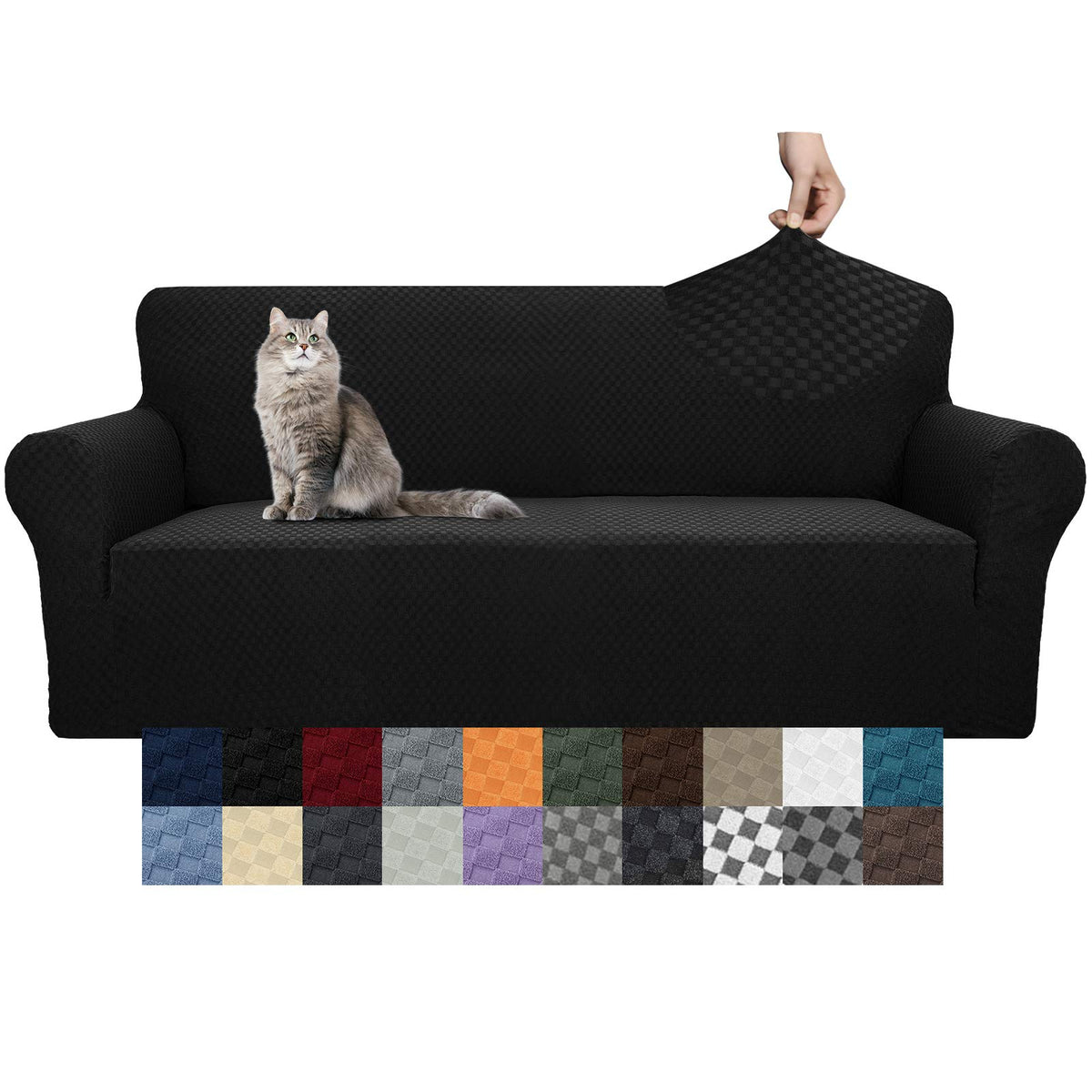 YEMYHOM Couch Cover Latest Jacquard Design High Stretch Sofa Chair Covers for Living Room, Pet Dog Cat Proof Armchair Slipcover Non Slip Magic Elastic Furniture Protector (Chair, Light Gray)