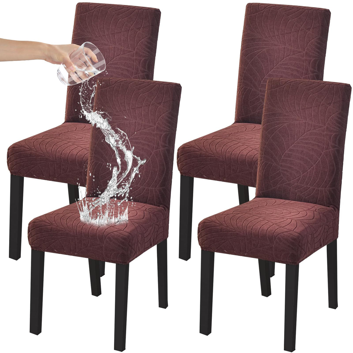 HZDHCLH Chair Covers for Dining Room Set of 4,Stretch Spandex Parsons Chair Slipcovers,Washable Anti-dust Chair Seat Covers for Kitchen,Wedding,Party (Beige, 4 Pack)