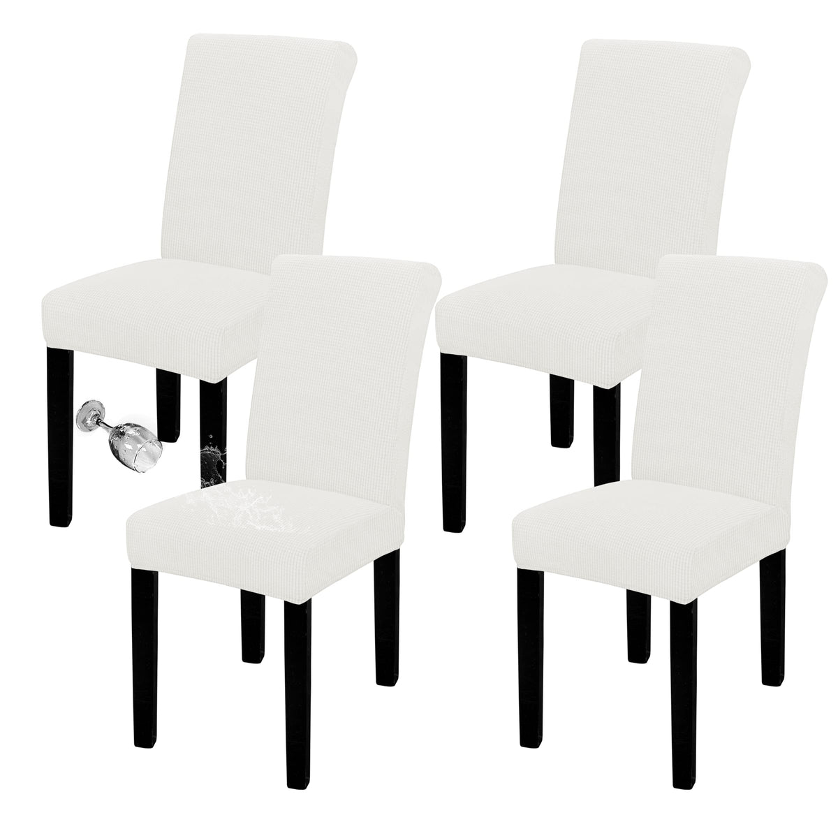 Easy-Going 100% Waterproof Dining Room Chair Covers Set of 6, Large