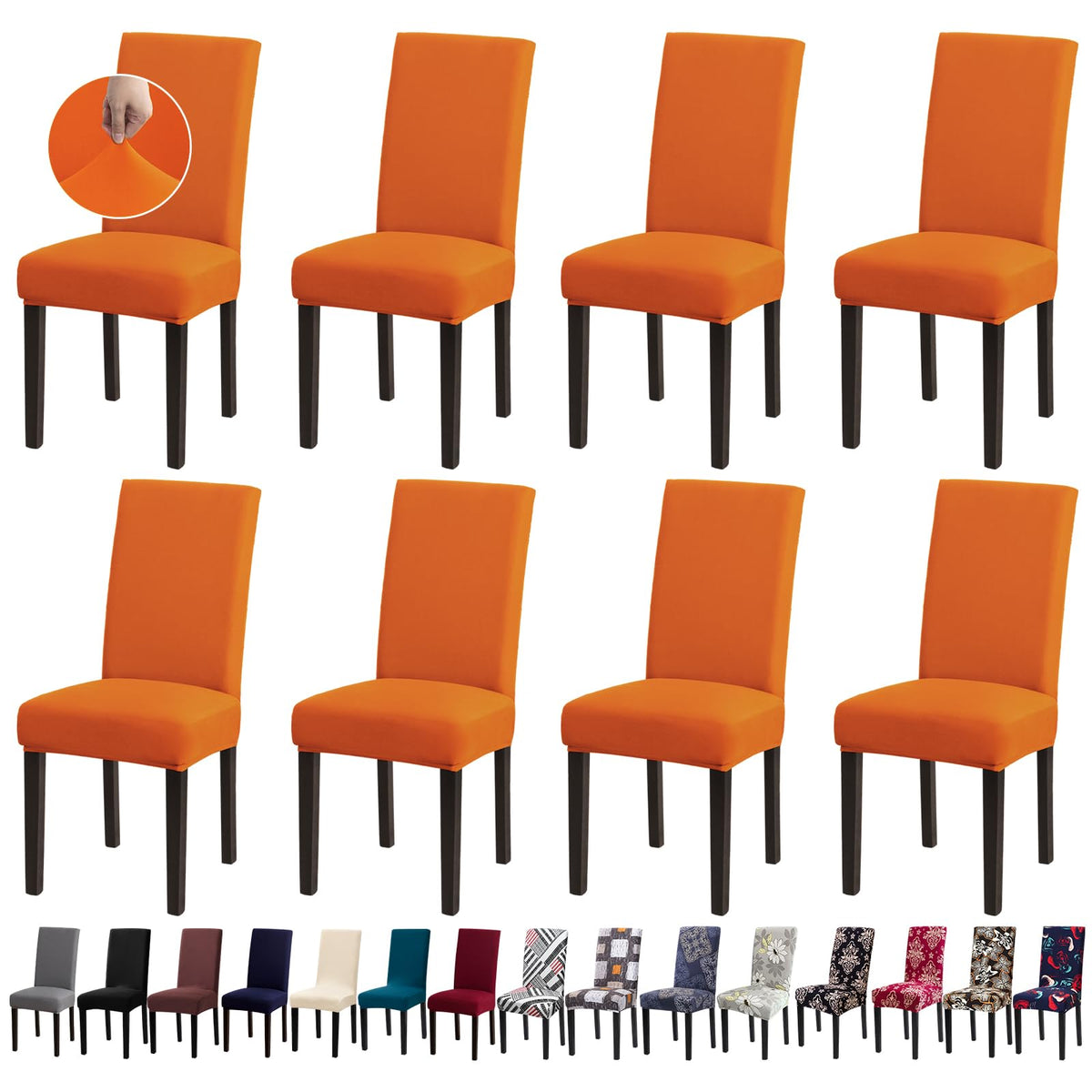Chair Covers, Stretch Dining Room Chair Covers Set of 6, Removable Washable Dining Chair Slipcovers for Home, Hotel, Banquet