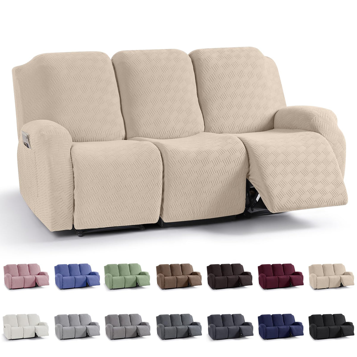 KinCam Recliner Chair Covers, Stretch Reclining Cover, Dark Gray