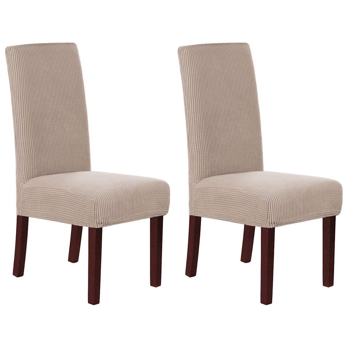H.VERSAILTEX Stretch Dining Chair Covers Set of 6 Chair Covers for Dining Room Parsons Chair Slipcover Chair Protectors Covers Dining, Feature Textured Checked Jacquard Fabric, Ivory