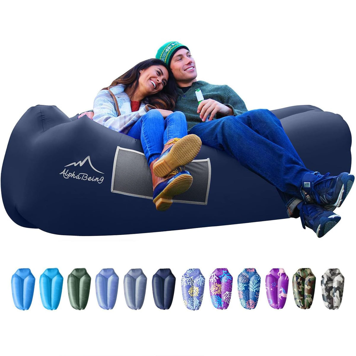 AlphaBeing Inflatable Lounger Beach Chair Accessories, Air Sofa Hammock Inflatable Couch for Camping Backyard Lakeside with Compression Sacks, Ideal Outdoor Gifts for Adults