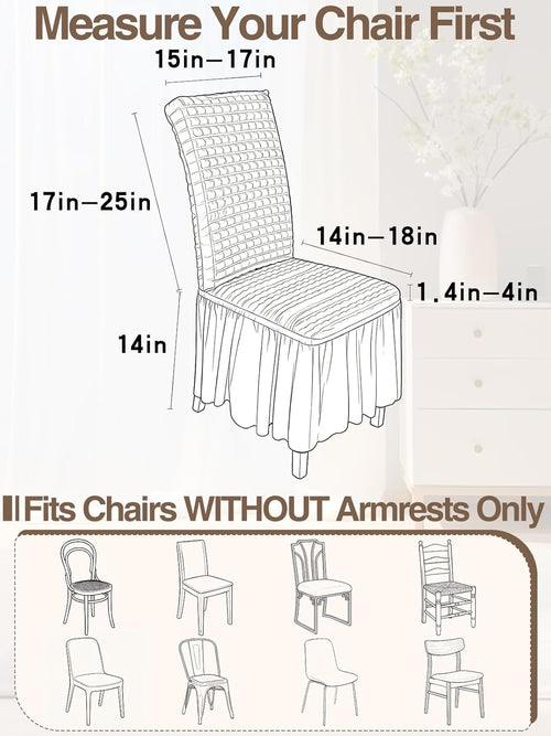 ANPHSIN Stretchable Chair Covers for Dining Chairs, with Skirt, 1Pcs Beige