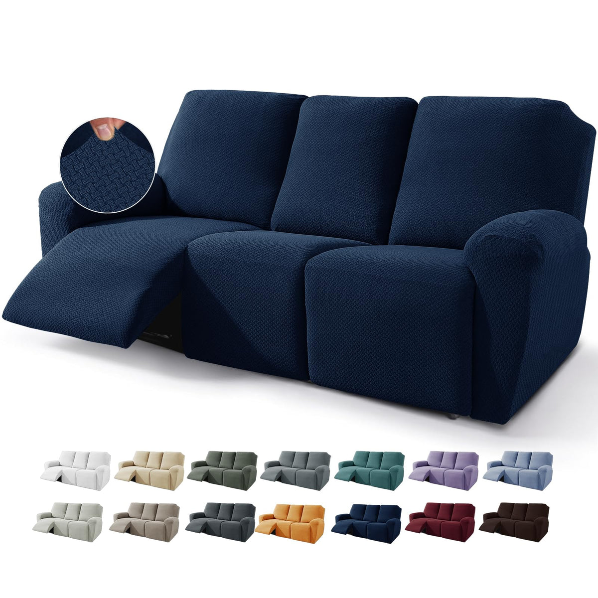 JIVINER 4-Piece Recliner Chair Covers Stretch Jacquard Chair Covers for Reclining Chair Recliner Slipcovers for Living Room Soft Recliner Protector with Pocket (Recliner,Dark Coffee)