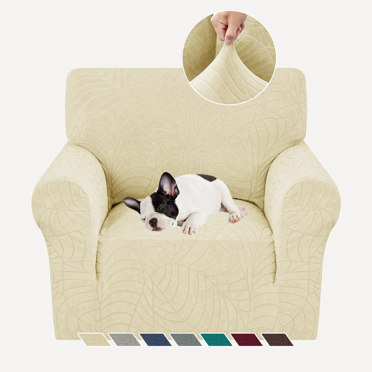 YEMYHOM Couch Cover Latest Jacquard Design High Stretch Sofa Chair Covers for Living Room, Pet Dog Cat Proof Armchair Slipcover Non Slip Magic Elastic Furniture Protector (Chair, Light Gray)