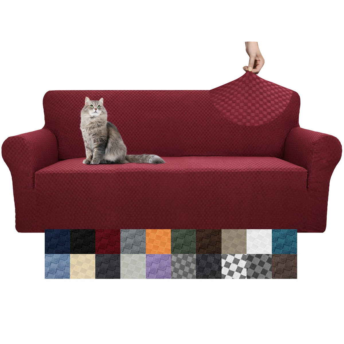 YEMYHOM Couch Cover Latest Jacquard Design High Stretch Sofa Chair Covers for Living Room, Pet Dog Cat Proof Armchair Slipcover Non Slip Magic Elastic Furniture Protector (Chair, Light Gray)