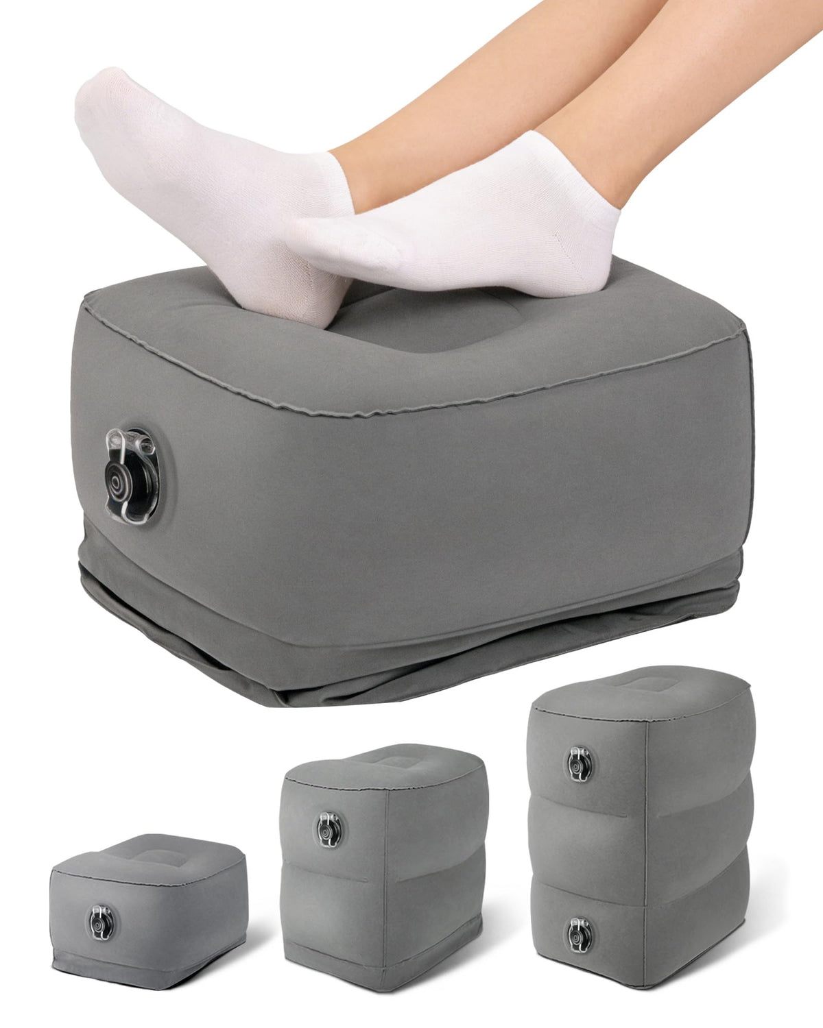 Inflatable Travel Foot Rest Pillow, Kids Airplane Bed, Adjustable 3 Layers Height Leg Rest Pillow, Adults Travel Essentials Great for Airplane, Office, Home, Trains, Cars