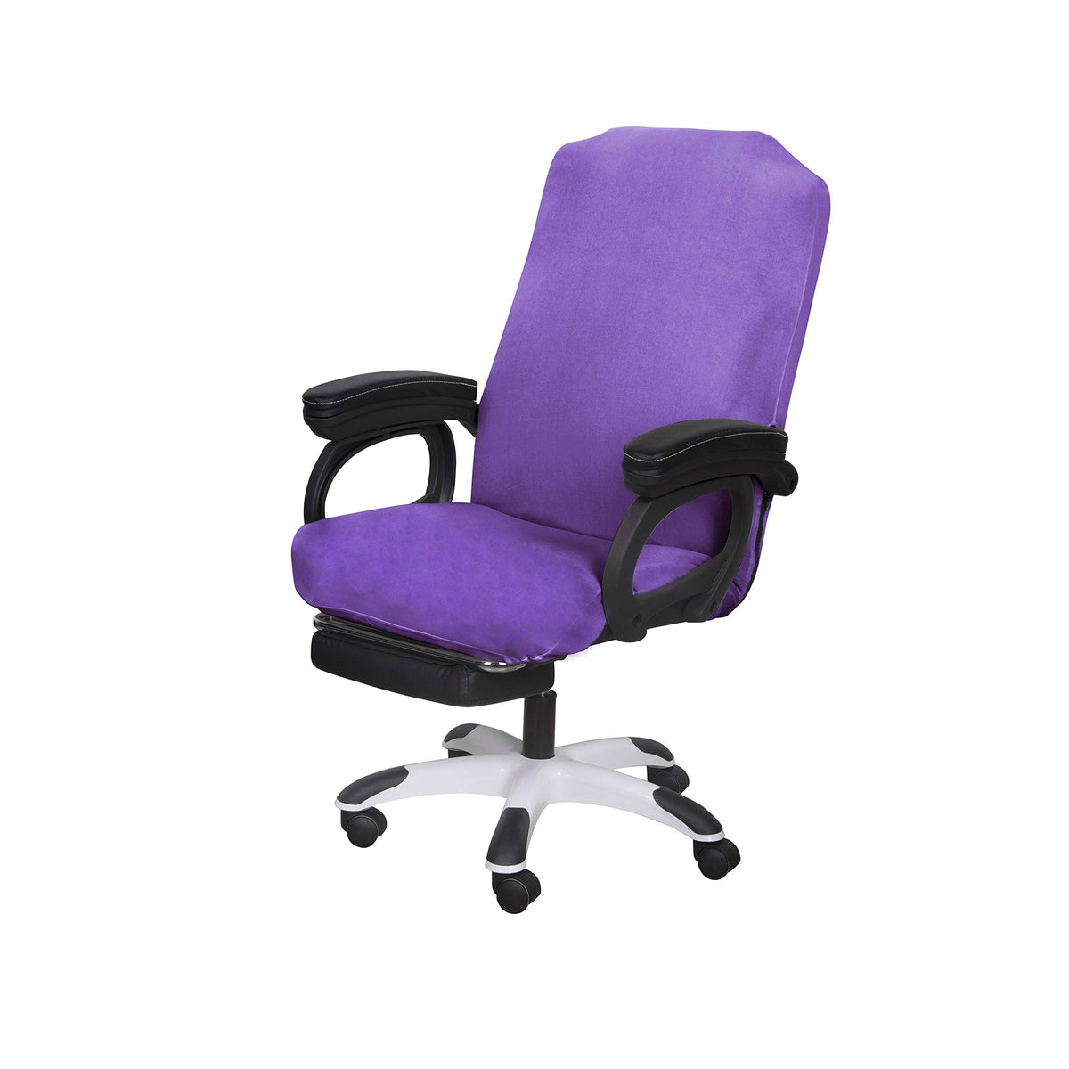 SARAFLORA Office Chair Cover- Large, Black- Removable Computer Cover for with Zipper Universal Rotating Desk High Back Seat Washable Protector Pets