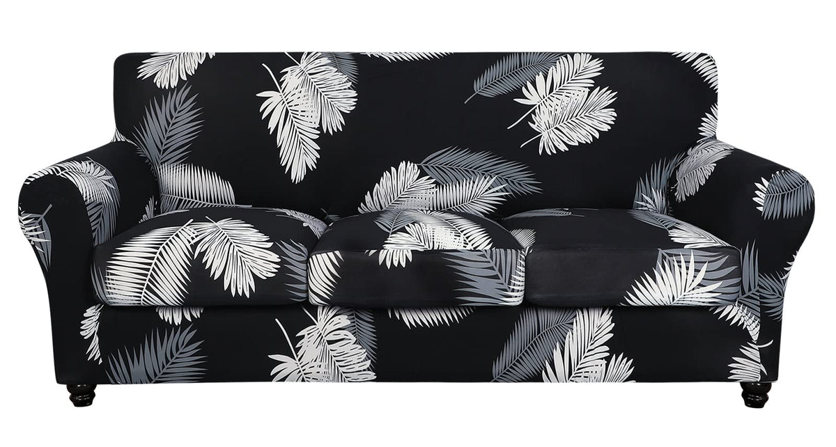 SearchI Stretch Sofa Cover Printed Couch Covers, Floral Pattern 2 Piece Armchair Slipcover with Separate Chair Cushion Cover, Washable Furniture Protector for Living Room(Armchair, Ball Flower)