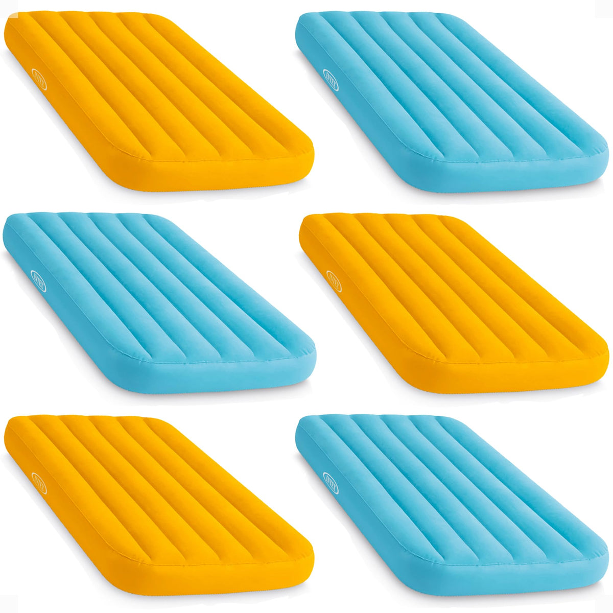 INTEX 66803EP Cozy Kidz Inflatable Airbed : Fiber-Tech – Velvety Soft Surface – Carry Bag Included – Color May Vary – 34.5" x 62" x 7", 6 Pack