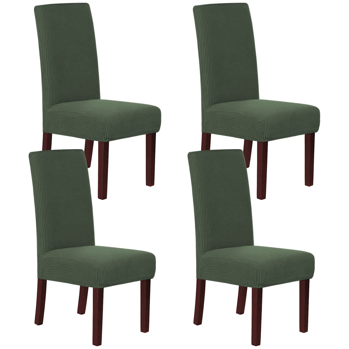 H.VERSAILTEX Stretch Dining Chair Covers Set of 6 Chair Covers for Dining Room Parsons Chair Slipcover Chair Protectors Covers Dining, Feature Textured Checked Jacquard Fabric, Ivory
