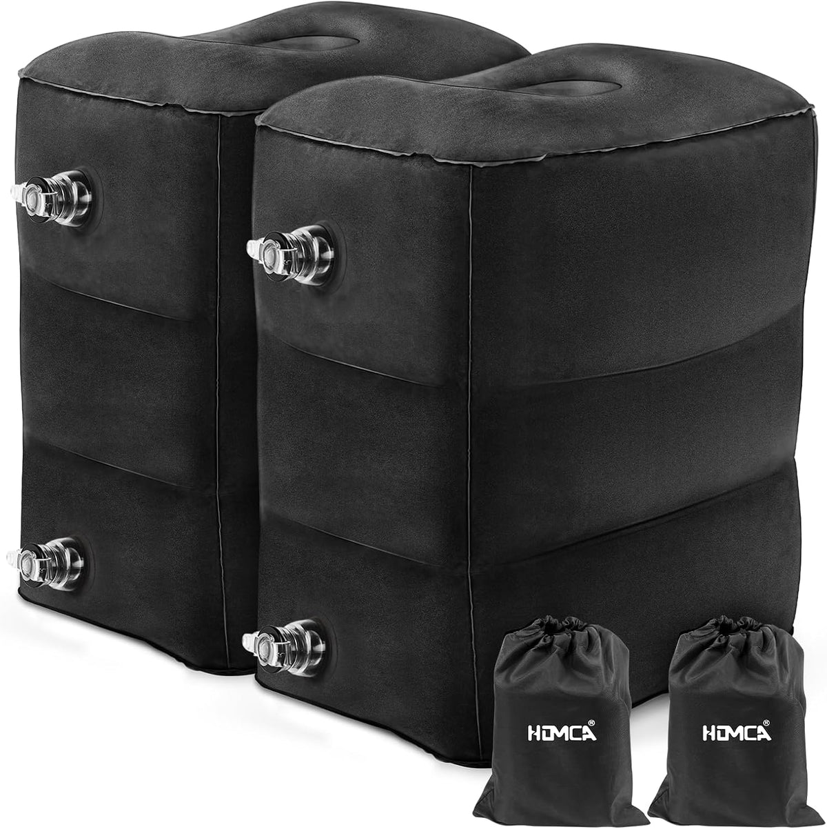 HOMCA Inflatable Travel Foot Rest Pillow for Airplane (2-Pack)