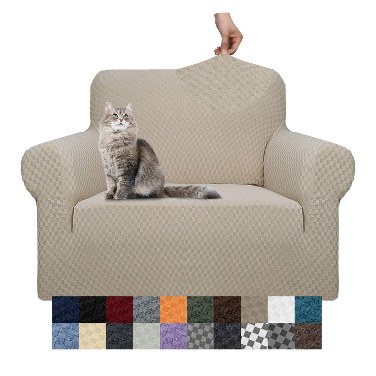 YEMYHOM Couch Cover Latest Jacquard Design High Stretch Sofa Chair Covers for Living Room, Pet Dog Cat Proof Armchair Slipcover Non Slip Magic Elastic Furniture Protector (Chair, Light Gray)