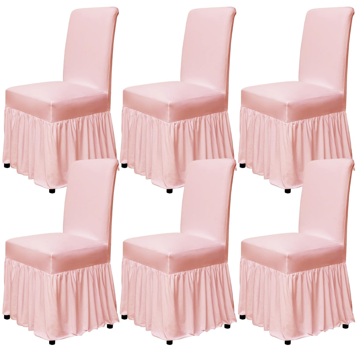 molasofa Chair Covers for Dining Room Set of 4 Stretch Chair Slipcovers with Skirt for Kitchen Seat Protectors Wedding Banquet Decor Kids Pets Spandex Fabric Washable (4pcs, Beige)