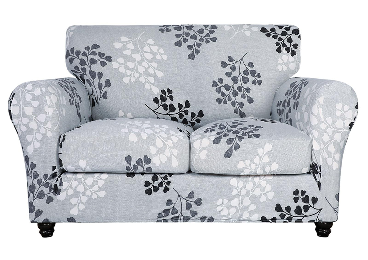 SearchI Stretch Sofa Cover Printed Couch Covers, Floral Pattern 2 Piece Armchair Slipcover with Separate Chair Cushion Cover, Washable Furniture Protector for Living Room(Armchair, Ball Flower)