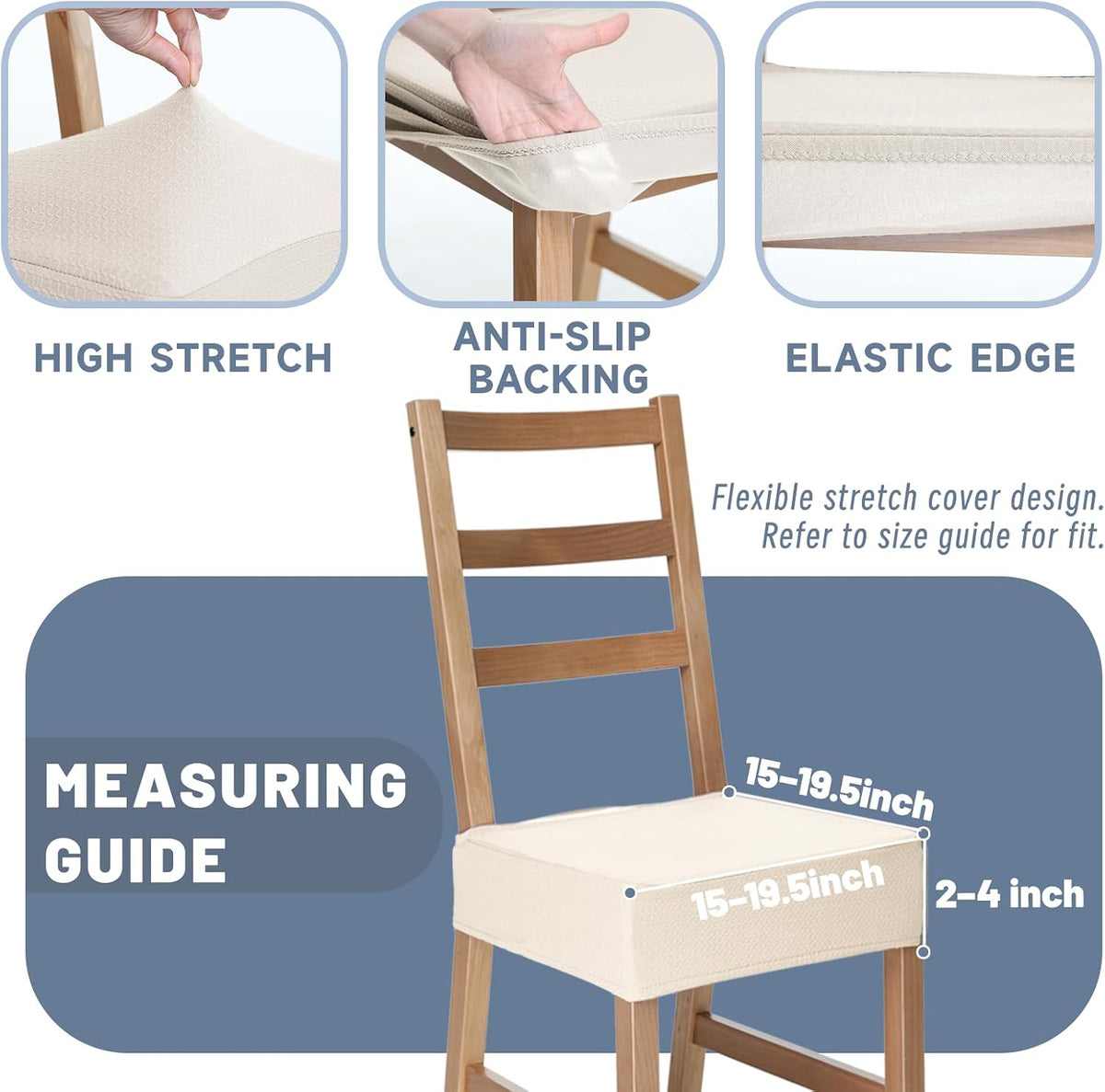 Waterproof Seat Covers for Dining Room Chairs Soft Stretch Washable