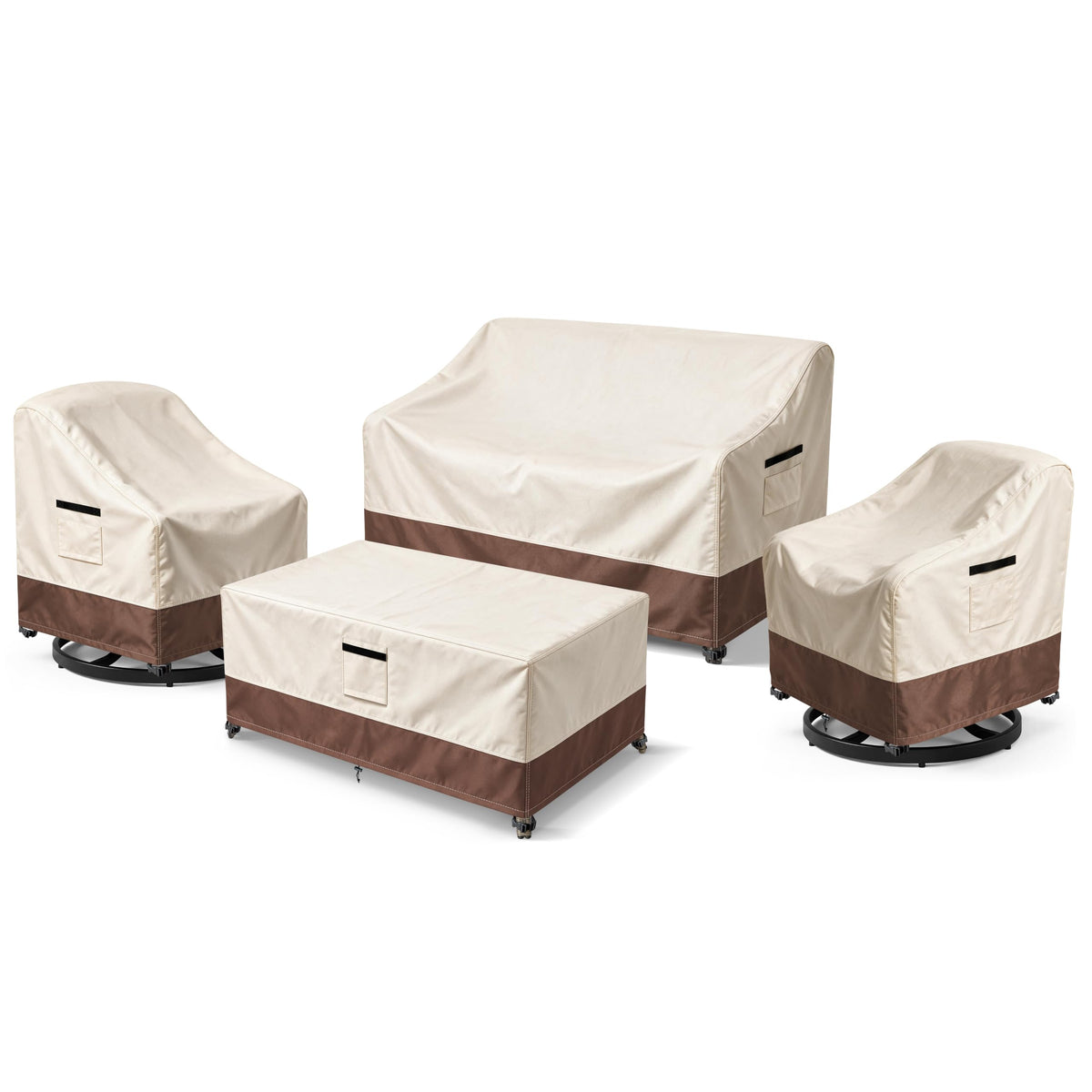 Outdoor Swivel Chair Covers Waterproof 2 Pack, Outdoor Chair Covers Patio Furniture Cover for Deck Patio Swivel Chair Heavy Duty, 30 W x 34 D x 36 H inches Beige and Brown
