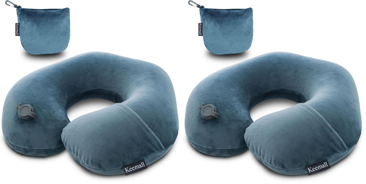 Keemall Portable Inflatable Travel Neck Pillow for Airplane, Car & Office