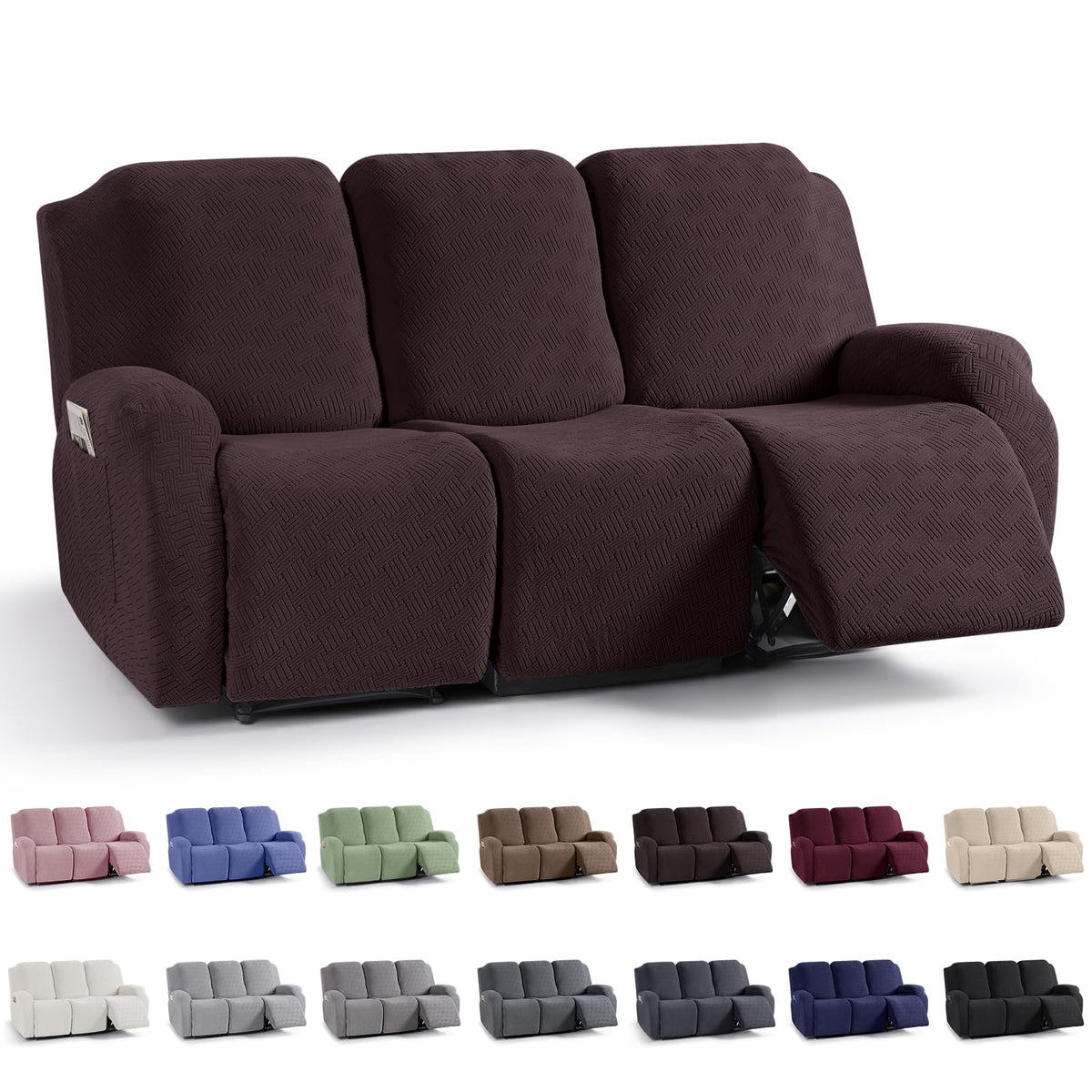 KinCam Recliner Chair Covers, Stretch Reclining Cover, Dark Gray