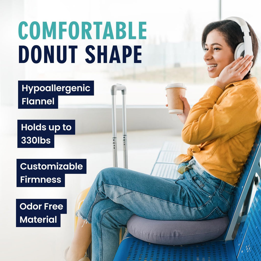 Dr. Frederick's Original Inflatable Donut Pillow, 18 in, Gray