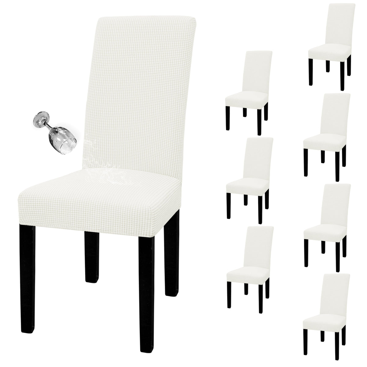 Easy-Going 100% Waterproof Dining Room Chair Covers Set of 6, Large