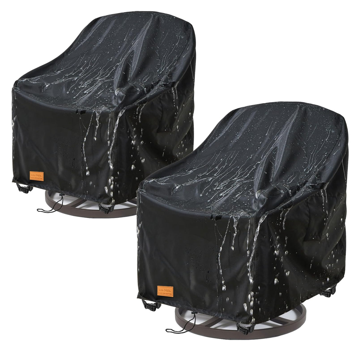 Outdoor Swivel Chair Covers Waterproof 2 Pack, Outdoor Chair Covers Patio Furniture Cover for Deck Patio Swivel Chair Heavy Duty, 30 W x 34 D x 36 H inches Beige and Brown