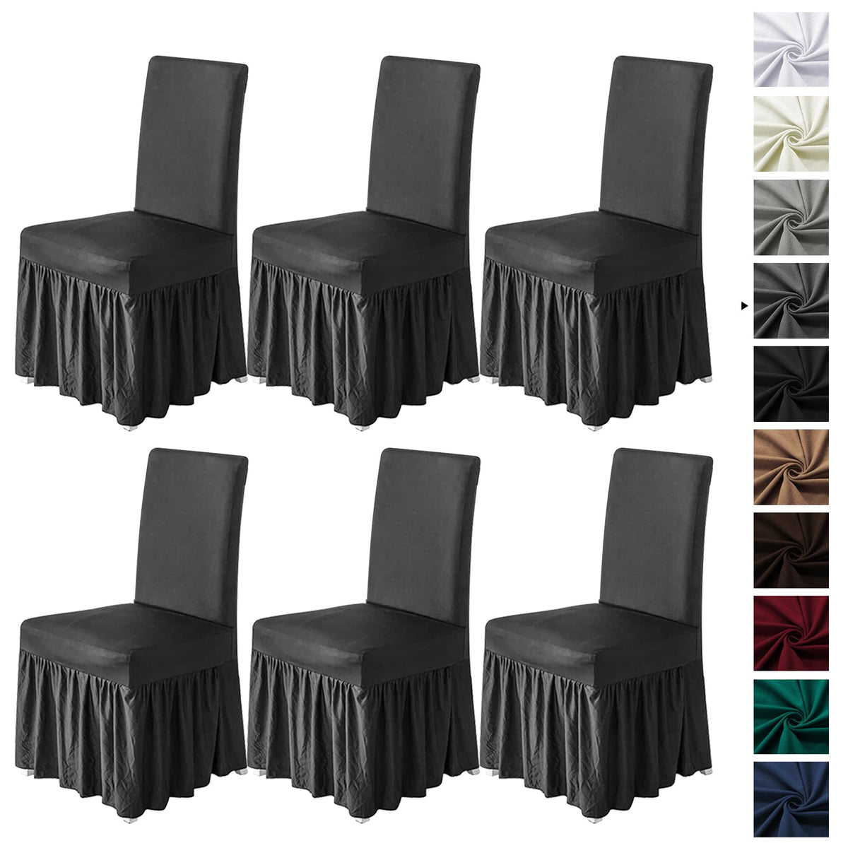 molasofa Chair Covers for Dining Room Set of 4 Stretch Chair Slipcovers with Skirt for Kitchen Seat Protectors Wedding Banquet Decor Kids Pets Spandex Fabric Washable (4pcs, Beige)