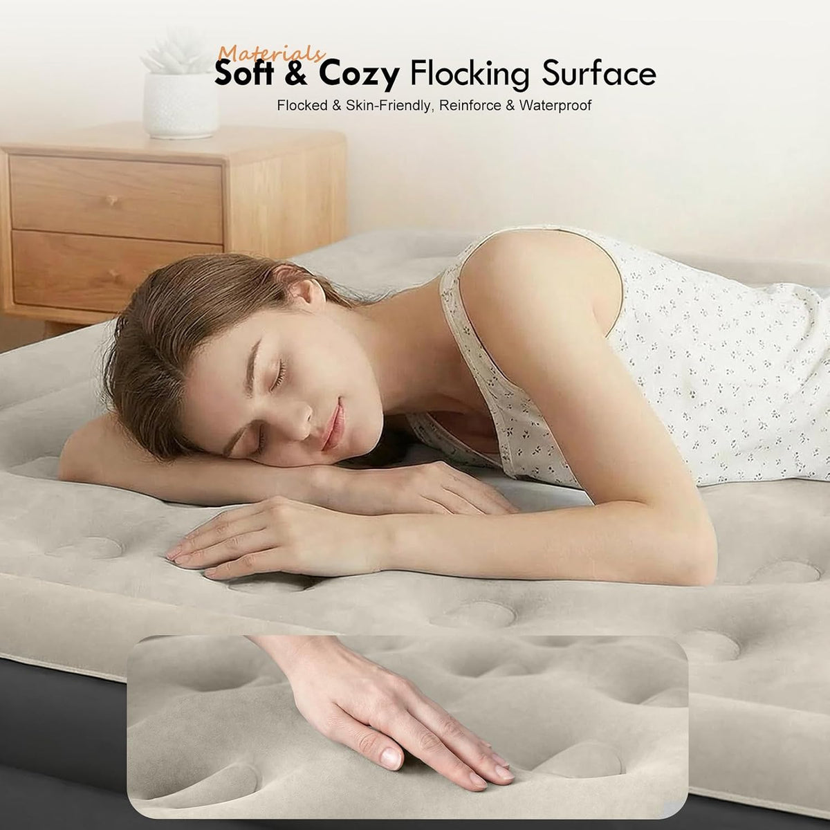 DIMAR GARDEN King Size Air Mattress with Headboard and Pump,Blow Up Mattress Inflatable Bed with Pillows
