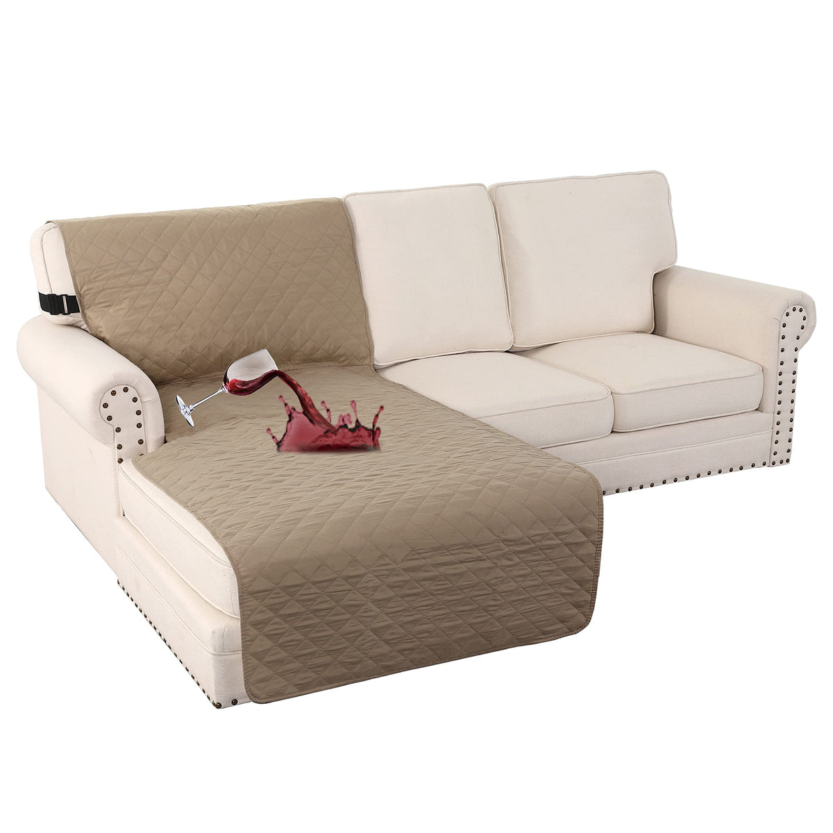 Turquoize 100% Waterproof Sofa Covers Chair Cover Slipcover Couch Protector Triple Non-Slip Sofa Slipcover for 1 Cushion Furniture Protector for Pets, Kids,Dog (Chair 23", Ivory)