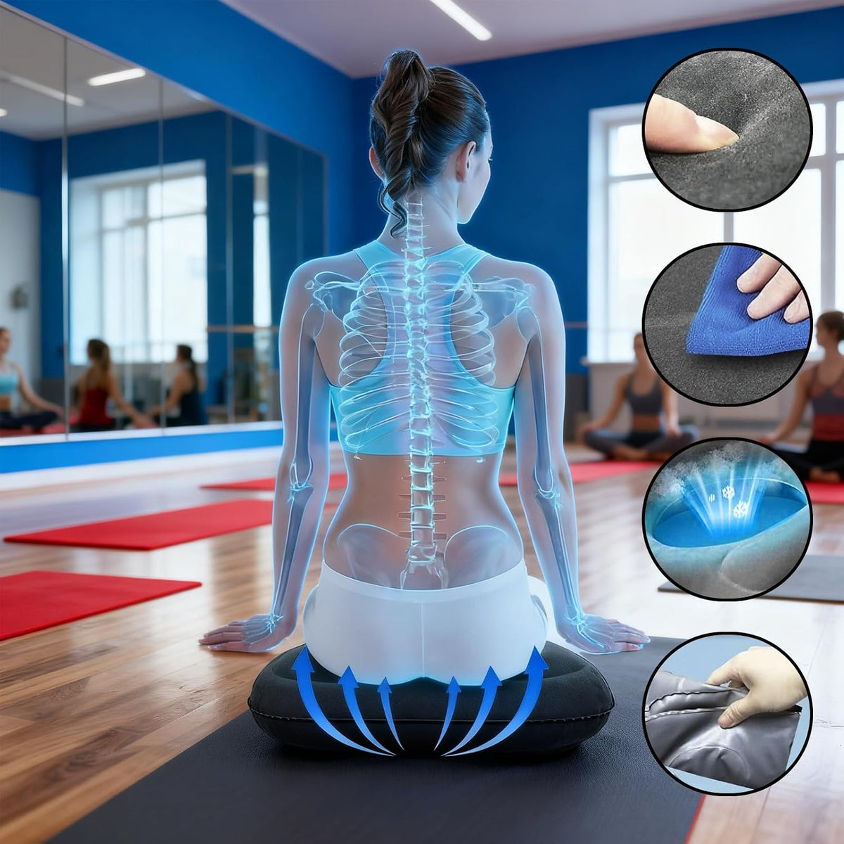 Inflatable Seat Cushion for Air Travel & Travel, Donut Pillow for Bed Sores - Pressure Relief Inflatable Cushion, Portable for Airplane, Car, Office & Home, Ideal for Comfort & Bed Sore Prevention