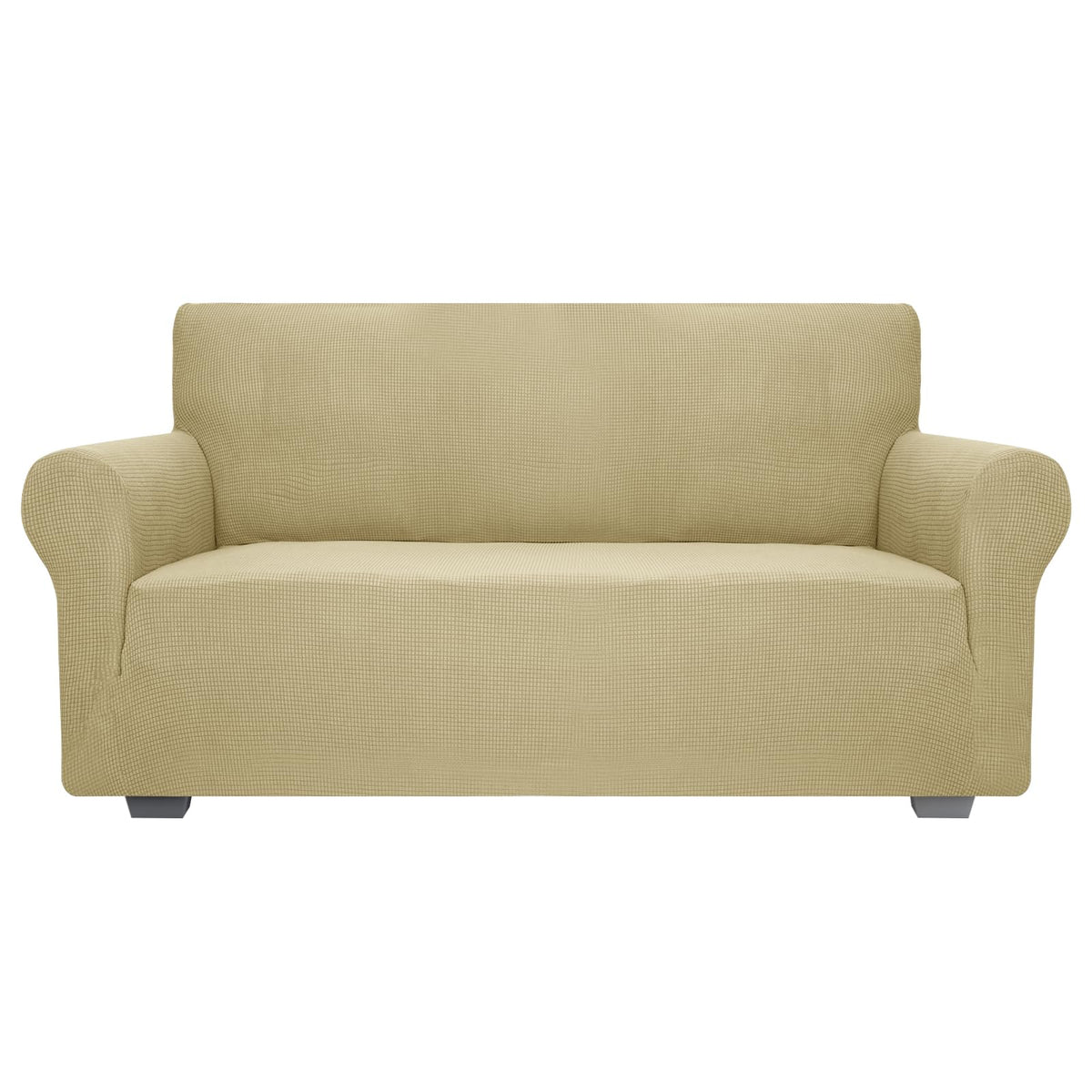 JIVINER Super Stretch Chair Sofa Slipcovers 1-Piece Jacquard Chair Covers for Living Room Soft Anti Slip 1 Seater Couch Furniture Protector Small Checks for Kids Pets (Chair, Light Gray)