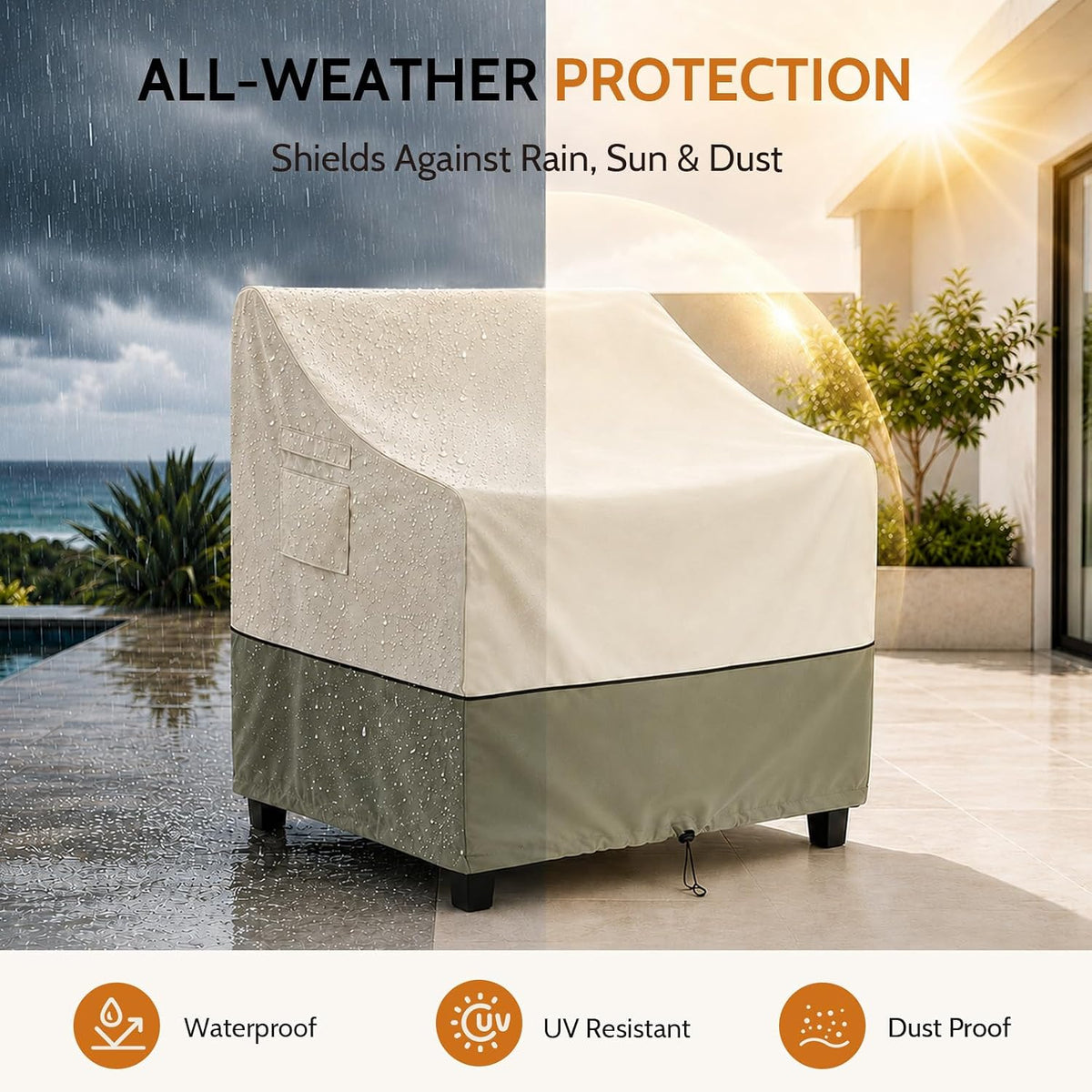 COSFLY Patio Furniture Chair Covers Waterproof, 29"W x 30"D x 36"H 2 Pack