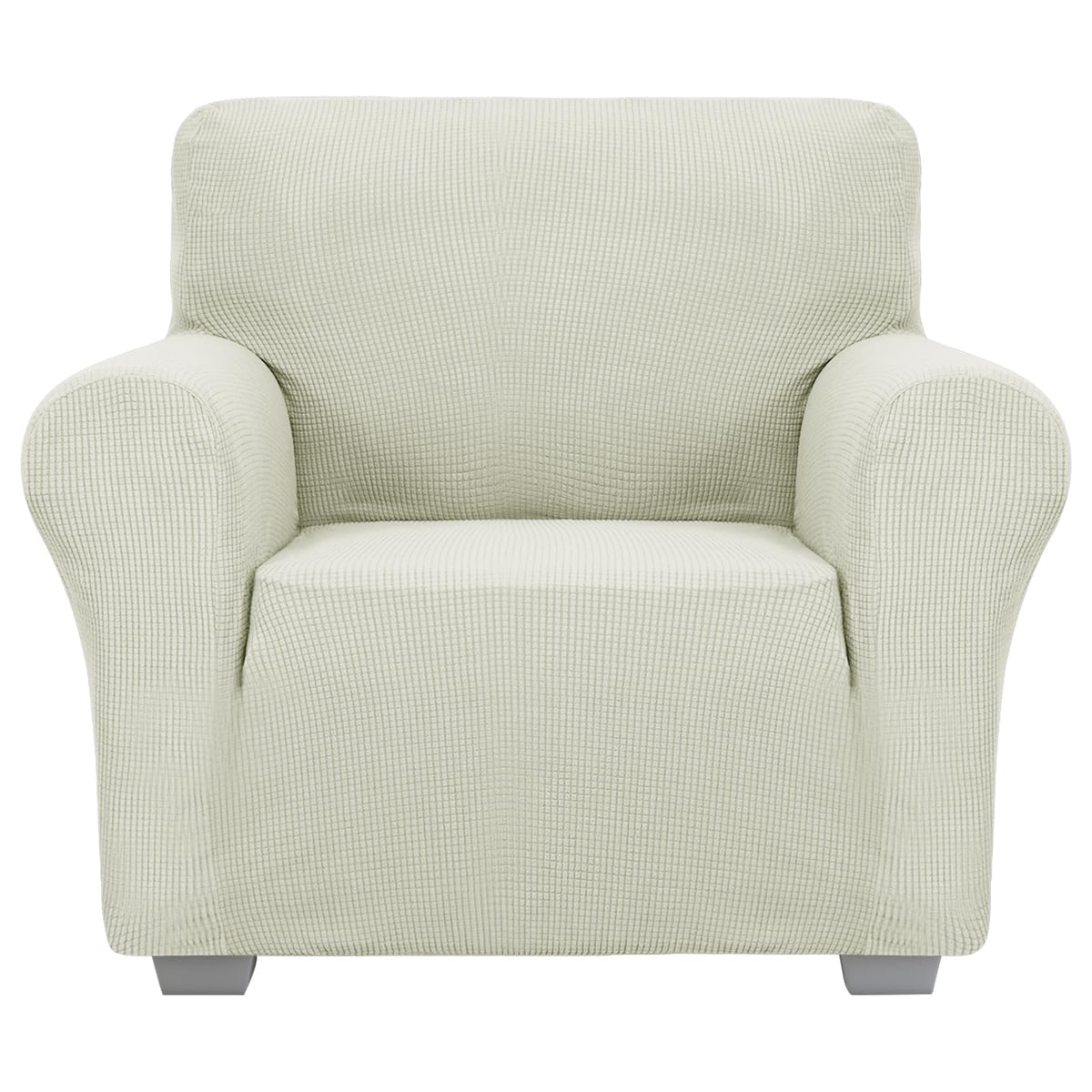 JIVINER Super Stretch Chair Sofa Slipcovers 1-Piece Jacquard Chair Covers for Living Room Soft Anti Slip 1 Seater Couch Furniture Protector Small Checks for Kids Pets (Chair, Light Gray)