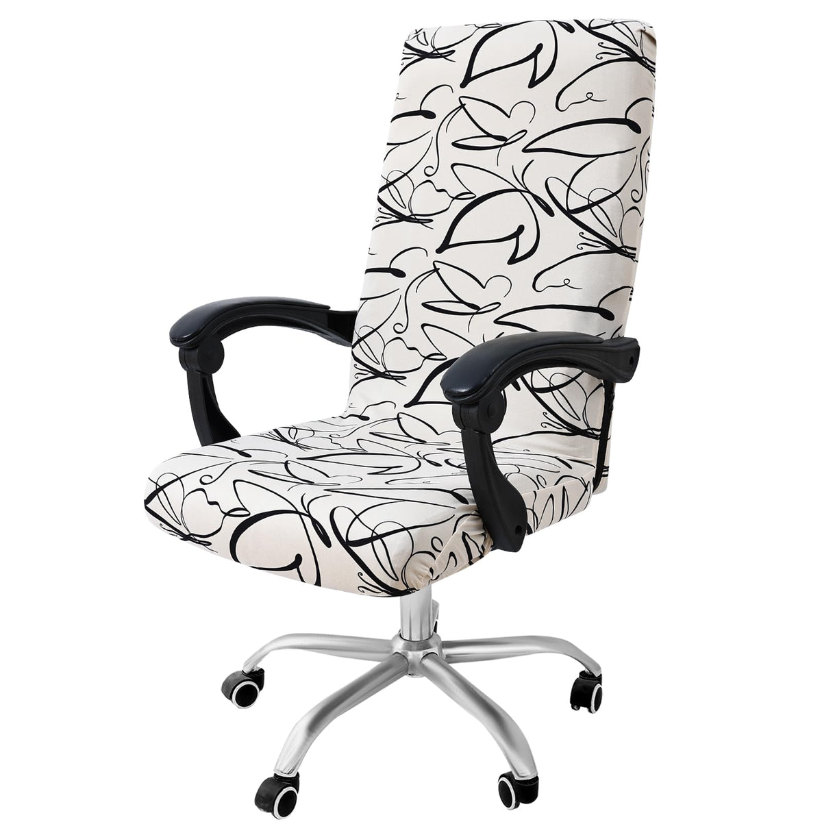 Smiry Stretch Printed Office Computer Desk Chair Covers, Blue Green