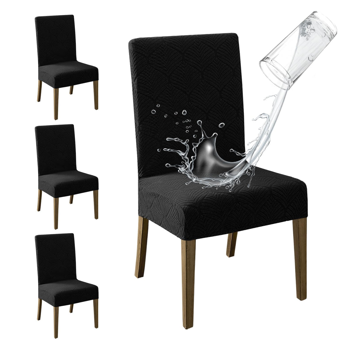 MOSAYT 100% Waterproof Dining Room Chair Covers Set of 4, Beige