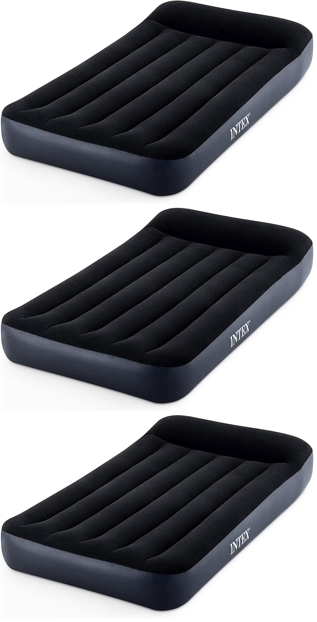 Intex Dura-Beam Standard Pillow Top Airbed Comfortable Blow Up Portable Air Mattress with Built-In Electric Pump and Carrying Bag, Twin Size, Blue